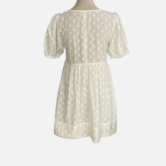 Urban Outfitters Kimchi Blue Maci Polka Dot Mini Dress White Size Small Boho - Picture 4 of 13